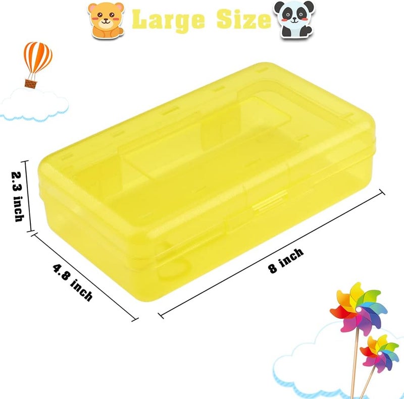 BOEIAC Large Clear Plastic Pencil Case - 3 Pack, Hard Storage Box for Kids & Office Supplies - Pink, Blue, Yellow - Image 3